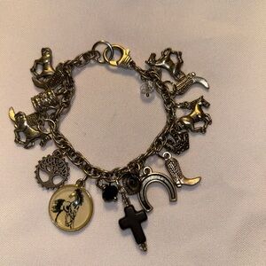 Horses, Horses…..Horses CowGirl Charm Bracelet with Black Accents